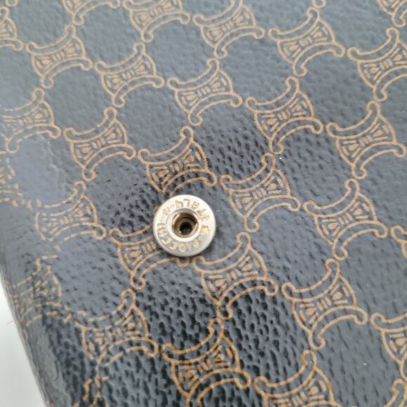 Celine Vintage Envelope Leather Large Wallet Macadam Black Brown Long - Picture 10 of 15